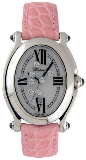 Chopard Happy Sport Series Diamond Steel Mother-of-pearl Ladies Swiss Quartz Wristwatch 278937-23 in Pink