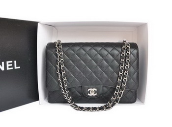 Chanel A47600 Black Original Caviar Leather Jumbo Flap Bag Silver Chanel A47600 Black Original Caviar Leather Jumbo Flap Bag Silver
