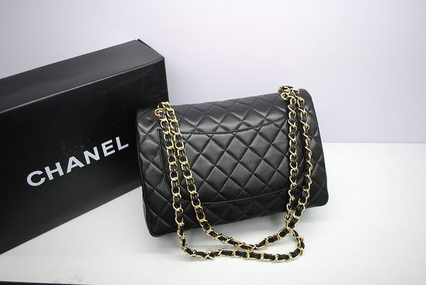 Chanel Jumbo Double Flaps Bag Black Original Lambskin Leather A36097 Gold Chanel Jumbo Double Flaps Bag Black Original Lambskin Leather A36097 Gold