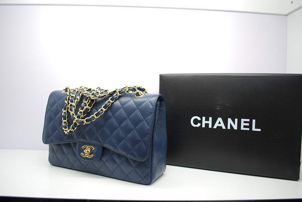 Chanel Jumbo Double Flaps Bag Royalblue Original Caviar Leather A36097 Gold Chanel Jumbo Double Flaps Bag Royalblue Original Caviar Leather A36097 Gold