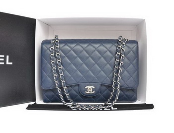 Chanel Original Caviar Leather Jumbo Flap Bag A47600 Blue Chanel Original Caviar Leather Jumbo Flap Bag A47600 Blue