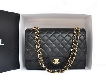 Chanel Original Leather Jumbo Flap Bag A47600 Black Gold Chanel Original Leather Jumbo Flap Bag A47600 Black Gold