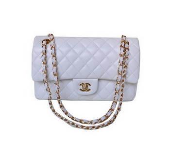 Chanel A01112 Classic Flap Bag White Sheepskin Gold Chanel A01112 Classic Flap Bag White Sheepskin Gold