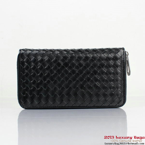 Bottega Veneta BV5012 Intrecciato Nappa Zip Around Wallet Black Bottega Veneta BV5012 Intrecciato Nappa Zip Around Wallet Black
