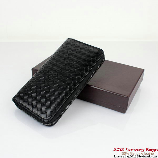 Bottega Veneta BV5012 Intrecciato Nappa Zip Around Wallet Black Bottega Veneta BV5012 Intrecciato Nappa Zip Around Wallet Black