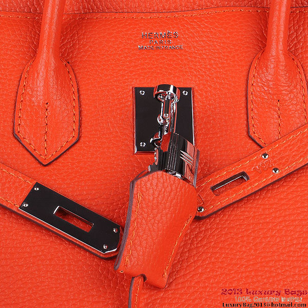 Hermes Birkin 35CM Tote Bag Orange Clemence Leather H6089 Silver Hermes Birkin 35CM Tote Bag Orange Clemence Leather H6089 Silver