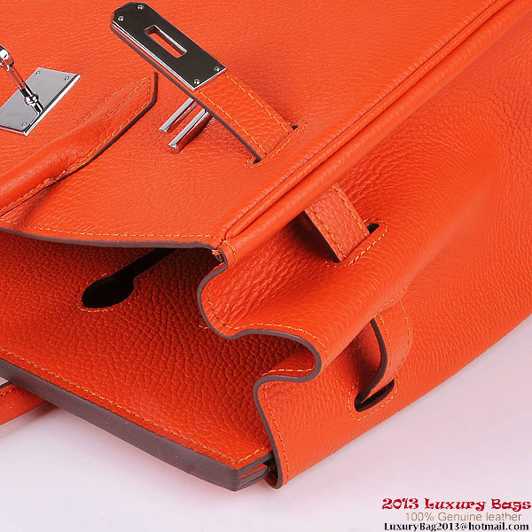 Hermes Birkin 35CM Tote Bag Orange Clemence Leather H6089 Silver Hermes Birkin 35CM Tote Bag Orange Clemence Leather H6089 Silver