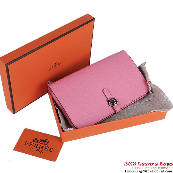 Hermes Dogon Wallet Saffiano Leather Travel Case H001 Pink Hermes Dogon Wallet Saffiano Leather Travel Case H001 Pink
