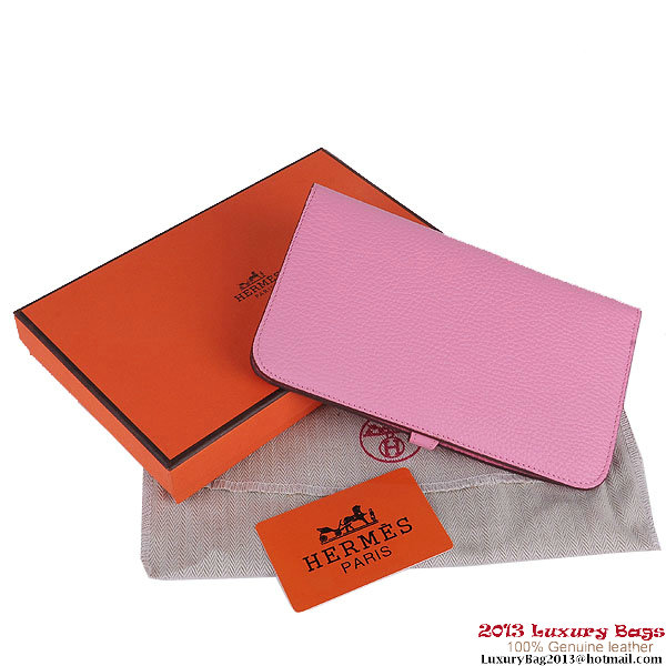 Hermes Dogon Wallet Clemence Leather Travel Case H001 Pink Hermes Dogon Wallet Clemence Leather Travel Case H001 Pink