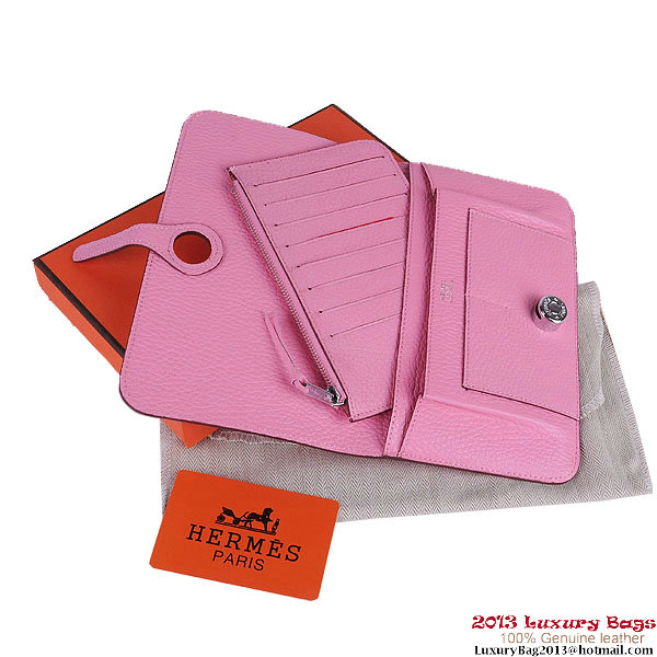 Hermes Dogon Wallet Clemence Leather Travel Case H001 Pink Hermes Dogon Wallet Clemence Leather Travel Case H001 Pink