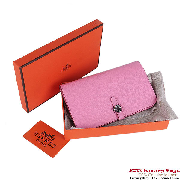 Hermes Dogon Wallet Clemence Leather Travel Case H001 Pink Hermes Dogon Wallet Clemence Leather Travel Case H001 Pink