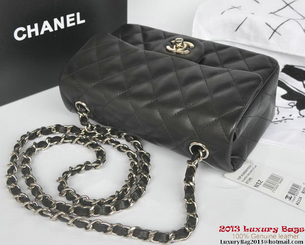 Chanel Classic Flap Bags Black Original Sheepskin Leather A1116 Silver Chanel Classic Flap Bags Black Original Sheepskin Leather A1116 Silver