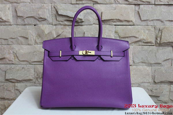 Hermes Birkin 35CM Tote Bag Purple Clemence Leather H6089 Gold Hermes Birkin 35CM Tote Bag Purple Clemence Leather H6089 Gold