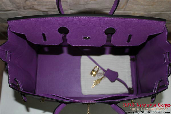 Hermes Birkin 35CM Tote Bag Purple Clemence Leather H6089 Gold Hermes Birkin 35CM Tote Bag Purple Clemence Leather H6089 Gold