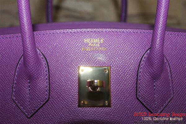 Hermes Birkin 35CM Tote Bag Purple Clemence Leather H6089 Gold Hermes Birkin 35CM Tote Bag Purple Clemence Leather H6089 Gold