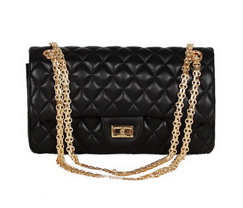 Chanel Classic 2.55 Series Bag Black Sheepskin Leather 1112 Gold Chanel Classic 2.55 Series Bag Black Sheepskin Leather 1112 Gold