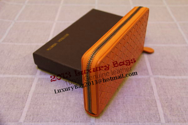 Bottega Veneta Intrecciato Nappa Zip Around Wallet 17004 Light Orange Bottega Veneta Intrecciato Nappa Zip Around Wallet 17004 Light Orange