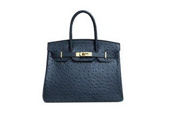 Hermes Birkin 35CM Tote Bag Dark Blue Ostrich Leather BK35 Gold Hermes Birkin 35CM Tote Bag Dark Blue Ostrich Leather BK35 Gold