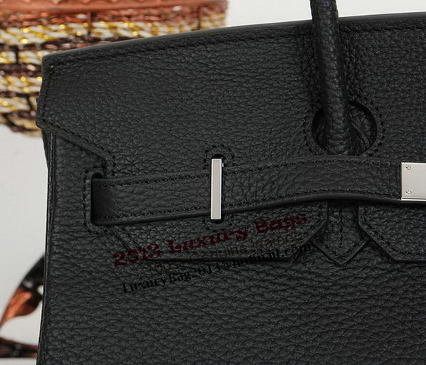 Hermes Birkin 35CM Tote Bag Black Clemence Leather H35 Silver
