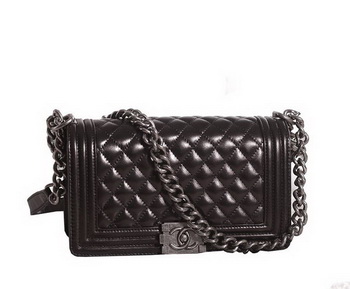 Chanel Boy Flap Shoulder Bag in Black Lambskin Leather A67086 Silver Chanel Boy Flap Shoulder Bag in Black Lambskin Leather A67086 Silver