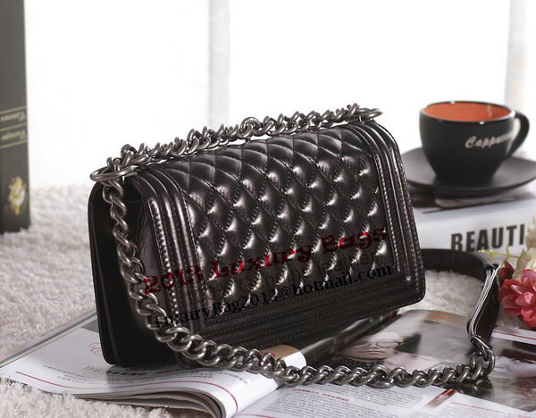 Chanel Boy Flap Shoulder Bag in Black Lambskin Leather A67086 Silver Chanel Boy Flap Shoulder Bag in Black Lambskin Leather A67086 Silver