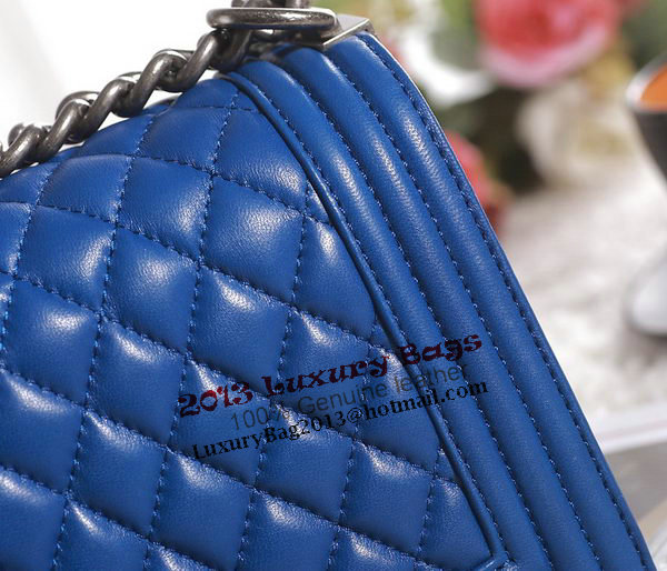 Chanel Boy Flap Shoulder Bag in Blue Lambskin Leather A67086 Silver Chanel Boy Flap Shoulder Bag in Blue Lambskin Leather A67086 Silver