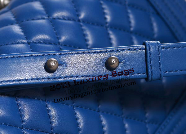 Chanel Boy Flap Shoulder Bag in Blue Lambskin Leather A67086 Silver Chanel Boy Flap Shoulder Bag in Blue Lambskin Leather A67086 Silver