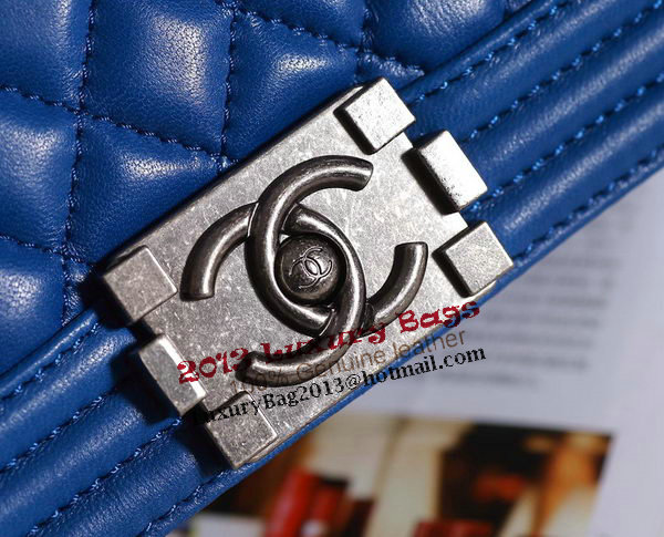 Chanel Boy Flap Shoulder Bag in Blue Lambskin Leather A67086 Silver Chanel Boy Flap Shoulder Bag in Blue Lambskin Leather A67086 Silver