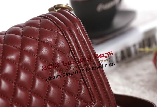 Chanel Boy Flap Shoulder Bag in Burgundy Lambskin Leather A67086 Gold Chanel Boy Flap Shoulder Bag in Burgundy Lambskin Leather A67086 Gold