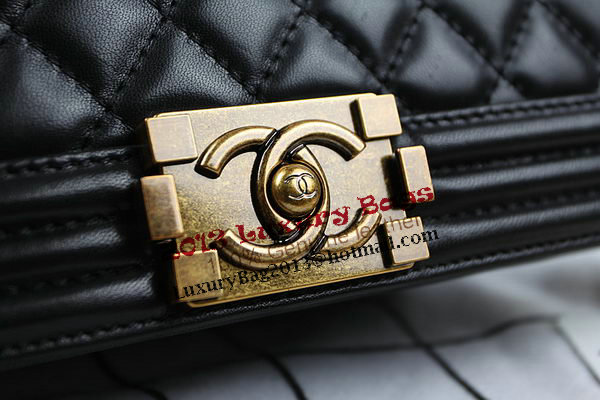 Chanel Boy Flap Shoulder Bag in Original Black Lambskin Leather A67025 Gold Chanel Boy Flap Shoulder Bag in Original Black Lambskin Leather A67025 Gold