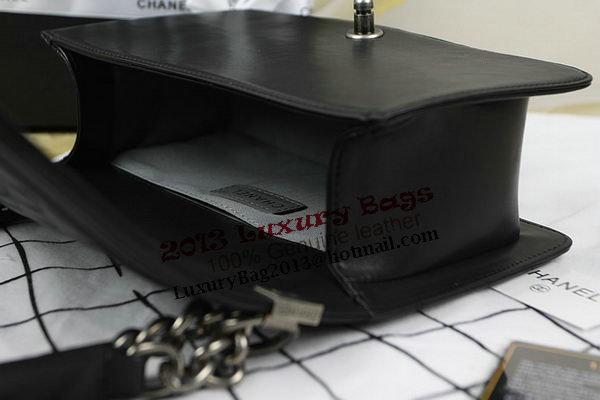 Chanel Boy Flap Shoulder Bag in Original Black Lambskin Leather A67025 Silver Chanel Boy Flap Shoulder Bag in Original Black Lambskin Leather A67025 Silver
