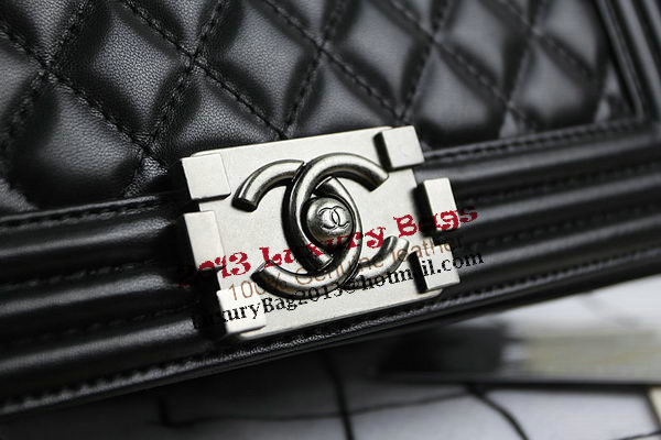 Chanel Boy Flap Shoulder Bag in Original Black Lambskin Leather A67025 Silver Chanel Boy Flap Shoulder Bag in Original Black Lambskin Leather A67025 Silver