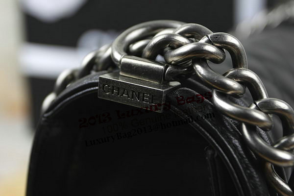 Chanel Boy Flap Shoulder Bag in Original Black Lambskin Leather A67025 Silver Chanel Boy Flap Shoulder Bag in Original Black Lambskin Leather A67025 Silver