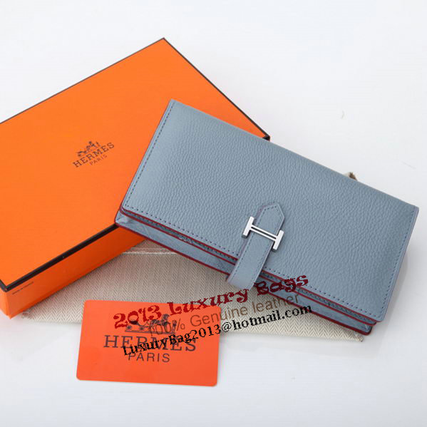 Hermes Bearn Japonaise Bi-Fold Wallet Grainy Leather A208 SkyBlue Hermes Bearn Japonaise Bi-Fold Wallet Grainy Leather A208 SkyBlue