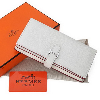 Hermes Bearn Japonaise Bi-Fold Wallet Grainy Leather A208 White Hermes Bearn Japonaise Bi-Fold Wallet Grainy Leather A208 White