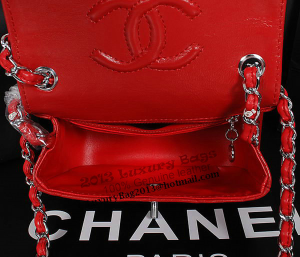 Chanel 1115 Classic mini Flap Bag in Red Sheepskin Leather Chanel 1115 Classic mini Flap Bag in Red Sheepskin Leather