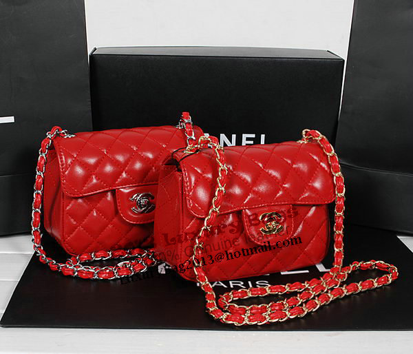 Chanel 1115 Classic mini Flap Bag in Red Sheepskin Leather Chanel 1115 Classic mini Flap Bag in Red Sheepskin Leather