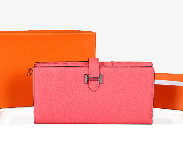 Hermes Bearn Japonaise Bi-Fold Wallet Original Leather A1018 Pink