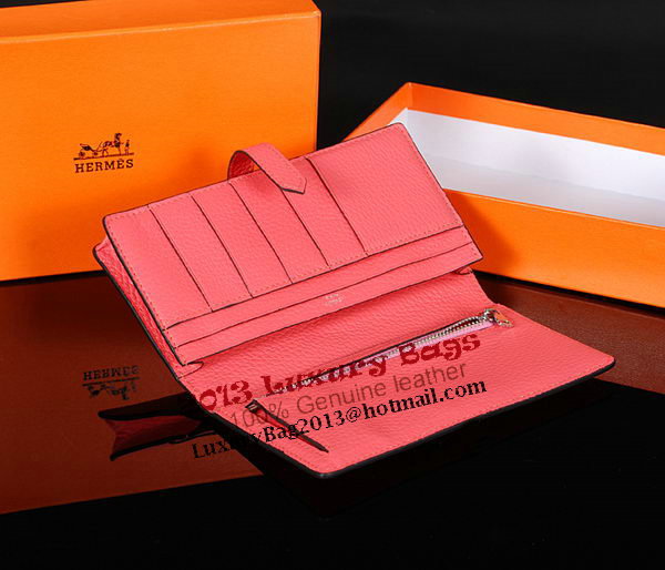Hermes Bearn Japonaise Bi-Fold Wallet Original Leather A1018 Pink Hermes Bearn Japonaise Bi-Fold Wallet Original Leather A1018 Pink