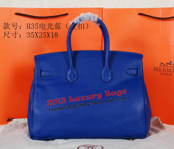 Hermes Birkin 35CM Tote Bag Blue Original Grainy Leather H35 Gold Hermes Birkin 35CM Tote Bag Blue Original Grainy Leather H35 Gold