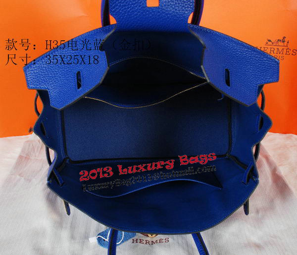 Hermes Birkin 35CM Tote Bag Blue Original Grainy Leather H35 Gold Hermes Birkin 35CM Tote Bag Blue Original Grainy Leather H35 Gold