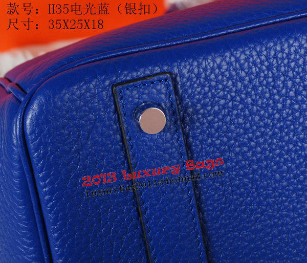 Hermes Birkin 35CM Tote Bag Blue Original Grainy Leather H35 Silver Hermes Birkin 35CM Tote Bag Blue Original Grainy Leather H35 Silver