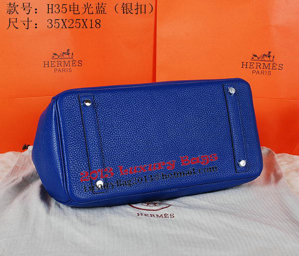 Hermes Birkin 35CM Tote Bag Blue Original Grainy Leather H35 Silver Hermes Birkin 35CM Tote Bag Blue Original Grainy Leather H35 Silver