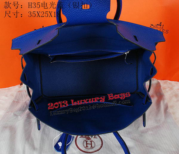 Hermes Birkin 35CM Tote Bag Blue Original Grainy Leather H35 Silver Hermes Birkin 35CM Tote Bag Blue Original Grainy Leather H35 Silver