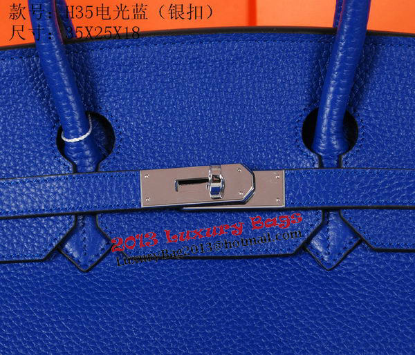 Hermes Birkin 35CM Tote Bag Blue Original Grainy Leather H35 Silver Hermes Birkin 35CM Tote Bag Blue Original Grainy Leather H35 Silver