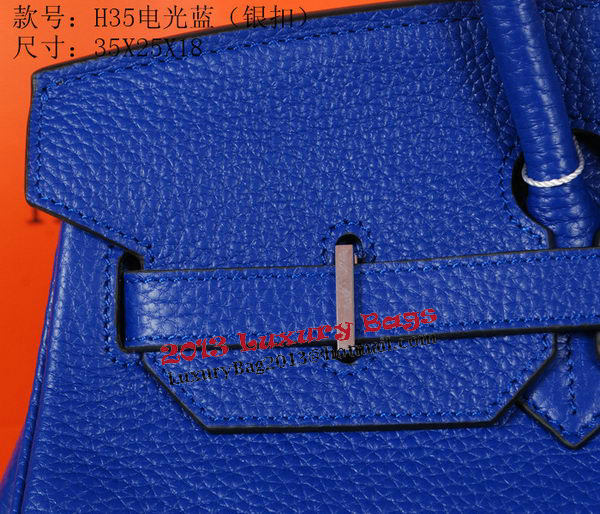 Hermes Birkin 35CM Tote Bag Blue Original Grainy Leather H35 Silver Hermes Birkin 35CM Tote Bag Blue Original Grainy Leather H35 Silver