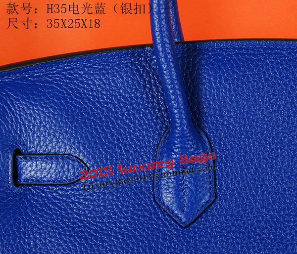 Hermes Birkin 35CM Tote Bag Blue Original Grainy Leather H35 Silver Hermes Birkin 35CM Tote Bag Blue Original Grainy Leather H35 Silver
