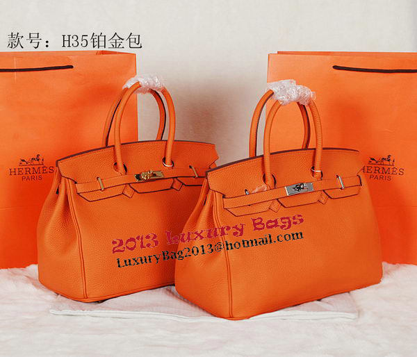 Hermes Birkin 35CM Tote Bag Orange Original Grainy Leather H35 Gold Hermes Birkin 35CM Tote Bag Orange Original Grainy Leather H35 Gold