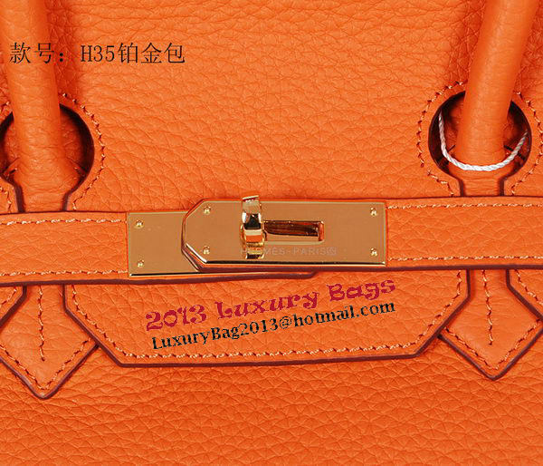 Hermes Birkin 35CM Tote Bag Orange Original Grainy Leather H35 Gold Hermes Birkin 35CM Tote Bag Orange Original Grainy Leather H35 Gold