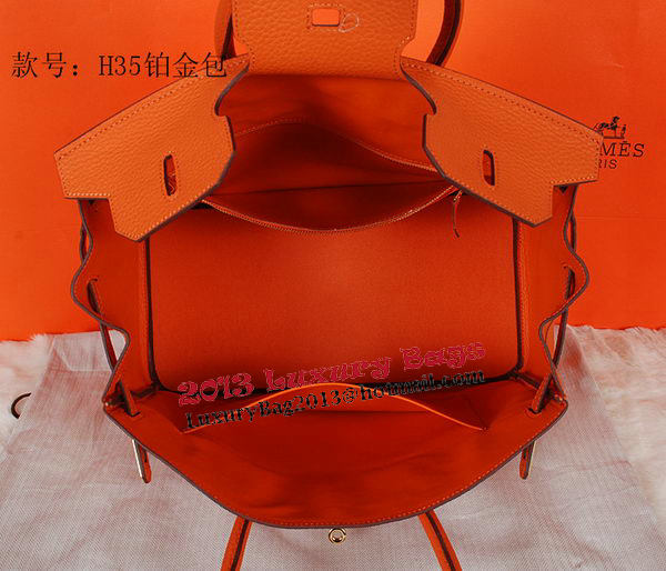 Hermes Birkin 35CM Tote Bag Orange Original Grainy Leather H35 Gold Hermes Birkin 35CM Tote Bag Orange Original Grainy Leather H35 Gold